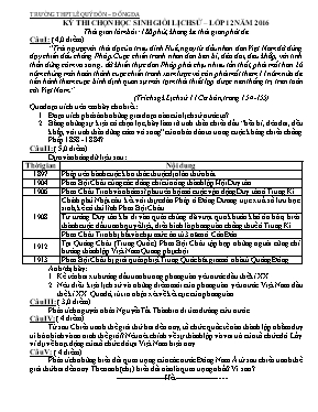 Đề và đáp án thi chọn học sinh giỏi Lịch sử lớp 12 - Năm học 2016-2017 - Trường THPT Lê Quý Đôn
